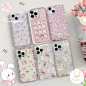 Cartoon Cute Rabbit Case Compatible for IPhone 11 14 13 12 Pro Max 7Plus 8Plus XR 6 6S Plus X XS MAX Ins Fresh Flower Shockproof Transparent Soft Tpu Phone Shell