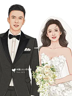 婚礼写实手绘人像插画