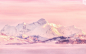 Горы, снег,  розовое небо