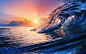 General 2500x1563 nature landscape sunset sea waves clouds sun rays water colorful