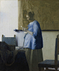 读信的蓝衣女人  46.6×39.1cm  阿姆斯特丹国家博物馆