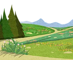 【米图网-52mitu.com】手绘乡村 手绘风景 风景插画 绿色草地 乡村风景插画 绿色草地 卡通风景 田野 田园风景手绘卡通田野风景插画