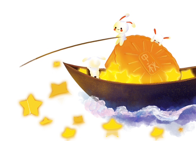 中秋节月兔兔子插画元素