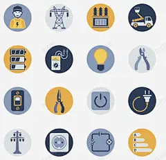 一组电力元素图案 创意素材