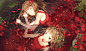  - 204157 2girls anmi brown_hair bubbles dress flowers green_eyes long_hair sleeping water.png (3482×2077)