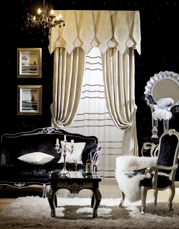 客厅窗帘效果图 2012最新欧式窗帘图片