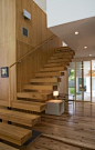 Wood suspended stairs