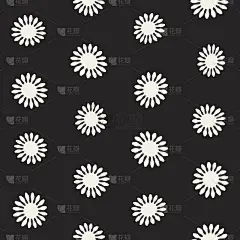 向量无缝模式。抽象背景与花卉笔触。单色手绘纹理