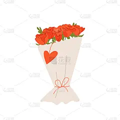 情人节。一束浪漫的红玫瑰。花,心。2月14日。矢量可爱的插图明信片或海报
