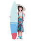 冲浪板 3d 图的女孩