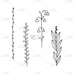 小花园的花。矢量简单图形，手绘花卉图标。