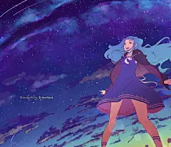 日式风格人物场景插画 ｜ 插画师 roousuu 笔下的人物插图，画风精致细腻。冷暖色的对比运用烘托了画面人物的特征，使整个画面非常具有故事感。 O绿洲 @微博美学 #灵感的诞生# ​​​​