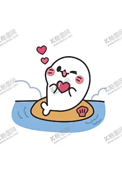 手绘简笔海豹表白 【酷图网】矢量,手绘,简笔画,小动物,萌,小海豹,海豹表白,