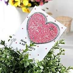 幸福市集★创意文具★韩国文具 可爱 闪光爱心 贺卡/信封卡片