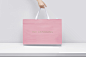 Shopping bag with pink card and gold foil detail by Two Times Elliott for Australian fashion boutique in London The Dayrooms