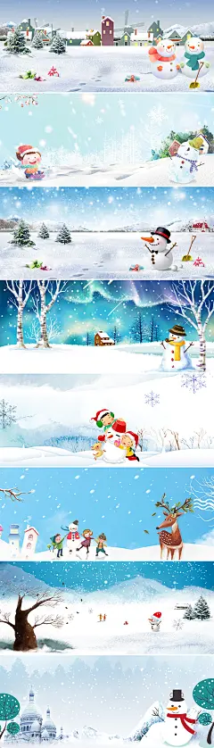 卡通冬季雪人雪天淘宝天猫冬装促销海报banner背景