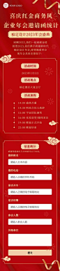H5长页年会流程邀请函-H5喜庆红金商务风企业年会流程邀请函参加报名统计