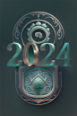 日历日期2024艺术字立体字模型图片