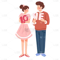 手绘风-情人节贴纸-情侣