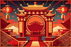 中国风古风建筑背景素材图