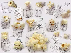 艺术家Victor Nunes用爆米花、杯子、剪刀等这些生活上信手拈来的东西，创作出惊人的作品，有时候创意就是这么简单，往往我们忽略掉的，才是你最大的灵感来源。