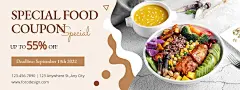 Simple Color Block Pattern Food Discount Voucher Coupon