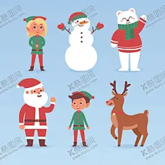 卡通圣诞人物 【酷图网】卡通人员,动漫人员,动漫人偶,卡通人偶,圣诞老人,雪人,女孩,人物剪影,麋鹿,狐狸,圣诞元素,圣诞人物,圣诞雪人