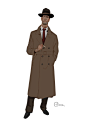 Film Noir characters, Brian Matyas : Quick color sketches focusing on shape and minimal mark making.