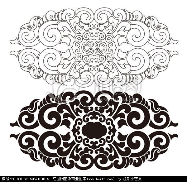 莲瓣花纹古代纹样木雕石雕图案