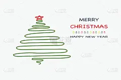 贺卡,新年前夕,绘画插图,圣诞树,星形,矢量,传统,请柬,背景分离