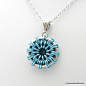 Turquoise chainmaille pendant necklace, women's necklace