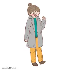 冬季冬日背自信软妹卡通手绘
