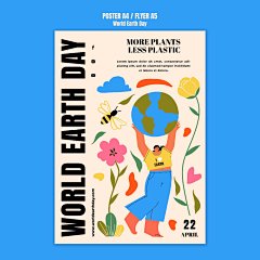 国外世界地球日绿色环保公益宣传风景人物插画海报psd设计素材-淘宝网