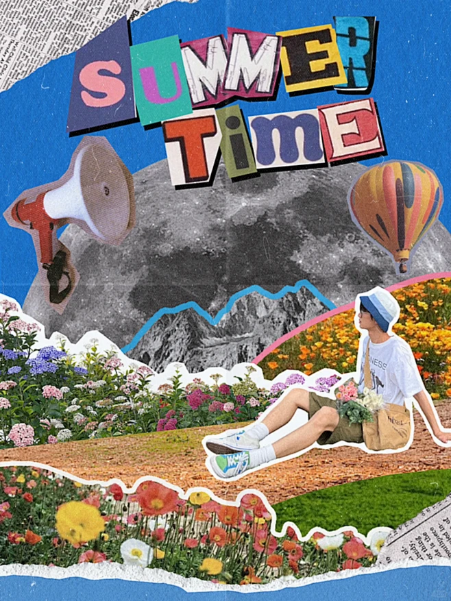 复古拼贴｜在宇宙的花园里发呆？｜海报设计_1_北島_来自小红书网页版-花瓣网
