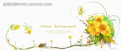 黄色花朵蔓藤插画素材PSD分层素材|PSD素材|草本精华|草本植物|草圈|草藤|插画|花边|花边素材|花圈|花束|花藤|花纹|花纹花边|花纹素材|黄色花朵|手绘花朵|手绘花卉插画