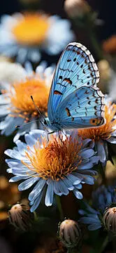 点击来源直接获取大图文件 |蝴蝶栖息在草地花朵上，非常适合作为手机壁纸