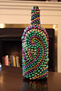 Mardi Gras bead wine bottle: 