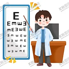 视力表插画素材 【酷图网】卡通动漫,卡通人物,卡通素材,视力表,插画素材