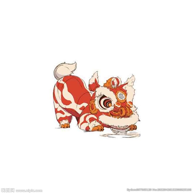 手绘高清国潮醒狮班服图案