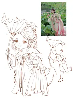给最近新画的Q版古风线描做个小合集 - 小红书