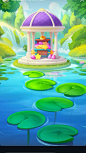 This may contain: a cartoon scene with a small boat in the water