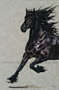 Friesian Black Horse Original Pastel | Equestrian