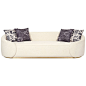 Eden Rock Sofa in Faux Sheepskin : Introducing the Eden Rock Sofa in Faux Sheepskin. Curvy wrap-around arms give a unique look to this bold sofa. The solid natural lines bring serenity and calm to any space. Featuring a brushed brass toe kick. Shown in Na