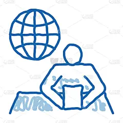 世界新闻涂鸦图标手绘插图