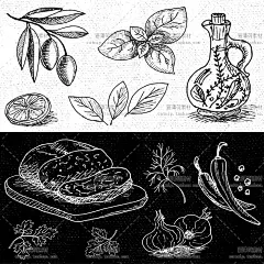 e205|生鲜蔬菜水果肉萝卜梨手绘铅笔线稿插画矢量AI网站设计素材-淘宝网