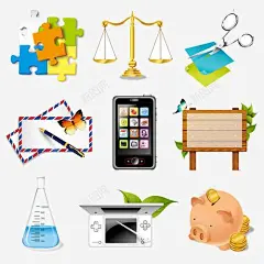 手绘小图标生活类 创意素材