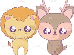 可爱的,狮子,可爱,创造力,自然,动物园,概念,野生动物,驯鹿,收集