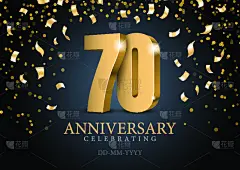 周年纪念,黄金,数字,70多岁,三维图形,商务,请柬,事件,贺卡,华贵