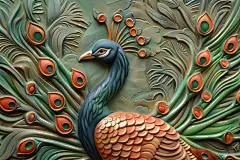 立体浮雕孔雀背景墙