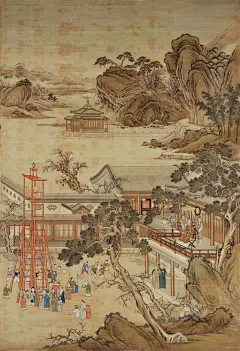 SS-GHQ 41清 乾隆 元宵行乐图轴60x41 